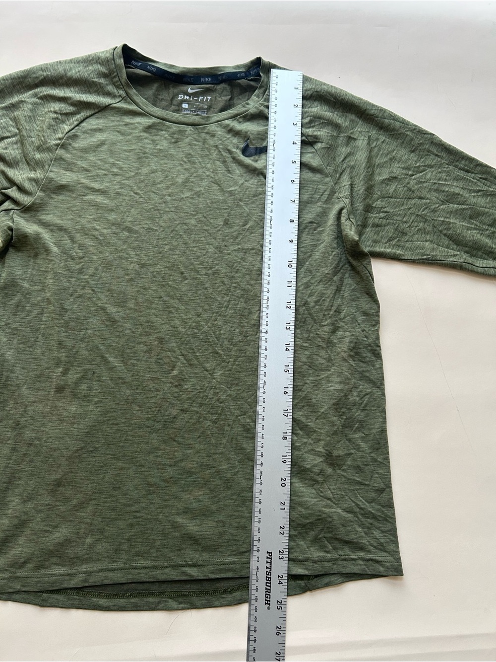 Nike Olive Crew Long Sleeve Shirt - Dark Green size s - Picture 6 of 9